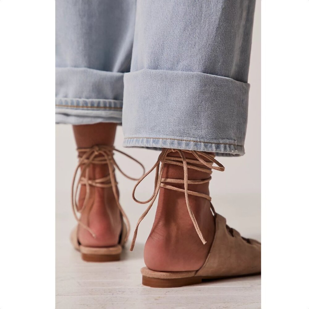 Jeffrey Campbell Tan Lace-Up Flats - Picture 3 of 7